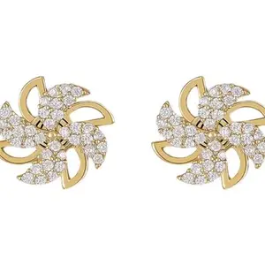 Vembley Korean Studded Windmill Rotating Gold-Plated Stud Earrings For Women And Girls