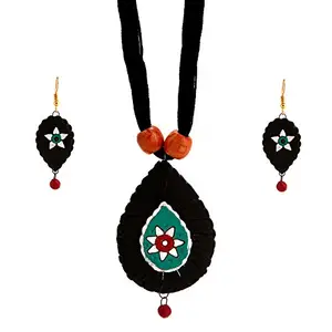 Adone Multicolour Indian Traditional Terracotta Necklace and Earring Jewellery Set for Women