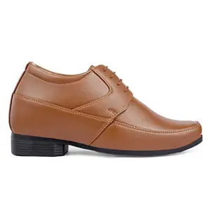 YUVRATO BAXI Men's 3 Inch Hidden Height Increasing Tan Casual Formal Derby, All Occasion Outdoor Shoes..- 7 UK