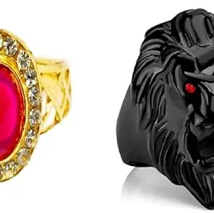 SP Creations Kachua Tortoise Ring With Lion Face Ring Stainless Steel, Brass Ring ()
