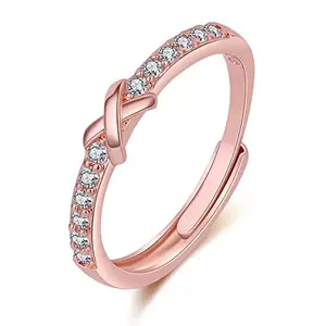 Shining Diva Fashion Latest Stylish Rose Gold Plated Adjustable Solitaire Ring for Women and Girls (11922r)