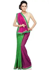 Women's Faux Georgette half half pallu lehariya skirt with patch border Saree For Wedding Mehandi Party Diwali Haldi Reception Navratra Gift(RC99AF186)