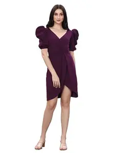 Generic SIRIL Women's Knitted Bodycone Lycra Dress Purple