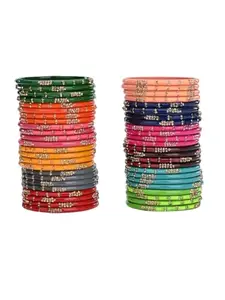 Somil Bridal Metal Bangle/Kada Set For Party Marriage, And Function, Combo Of 12 Set, Each Set In 4 Bangles, Multicolor