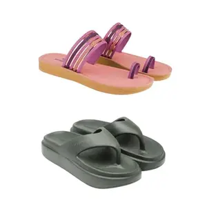 SPORTER Extra Soft Classic Casual wear with Flexibility Technology Heel Combo for Women's/Girl's(6145+6111)(7) Multicolor