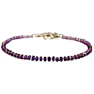 RRJEWELZ Amethyst Bracelet for Men & Women – 2mm Rondelle Faceted Purple Beads – 7 inch with Silver Plated Clasp – Healing, Fashion, Gift, Spiritual, Yoga|LCBR_RR_00253