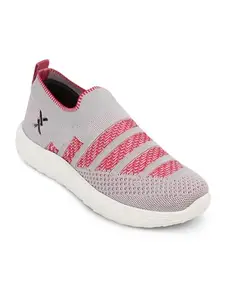 Carlton London Women L Grey/Pink Comfortable Slip On Snakeer with Heels, for for Casual, Walking & Daily Use (38)
