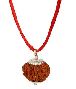 SRT Rudra 8 Mukhi Rudraksha Nepali Round Beads Aath Mukhi Rudraksha with Silver Capping 8 Mukhi Rudraksh Original Certified Blessed by Lord Ganesh 8 Face Rudrakshaa Pendant 8 मुखी नेपाली रुद्राक्ष