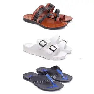 DRACKFOOT Men's Sandals | Lightweight Wear| Stylish & Easy to Wear For Men's GR-SAN-(3-COMBO)-3151-3113-3132-6