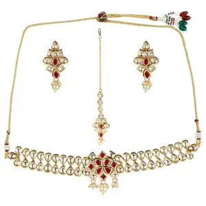 VOYLLA Kundan Studded Gold Plated Necklace Set|EveryDay|Festive|Wedding|Gift For Women|