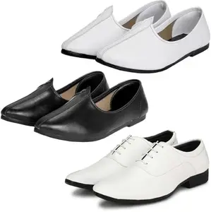 Vitoria Jutis for Men | Shoes for Men with PU Sole | Comfortable & Lightweight |Durable & Trendy Design | Color : Black-White | Size : 6, XTN_1006Wht_JuttiBlkWht_6