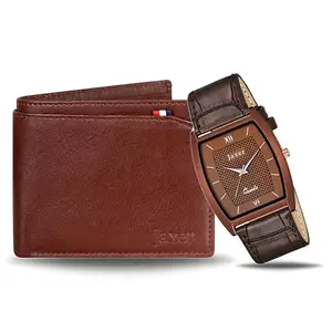 Jaxer Brown Wrist Watch and Leather Wallet Gift Combo Pack of 2 for Men - JXWC2924