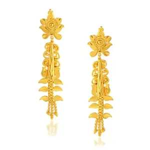 Memoir Brass Micron Gold Floral danglers stylish long Fashion Earrings for Women (ERAT6073)