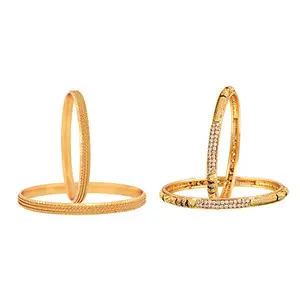 ZENEME Wedding Gold Plated Bangle Set Jewellery For Women & Girls