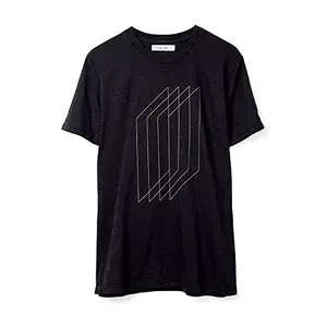 PdlPrint Men's Regular Fit Holographic Design Printed T-Shirt (Black - XL) (Size 44)
