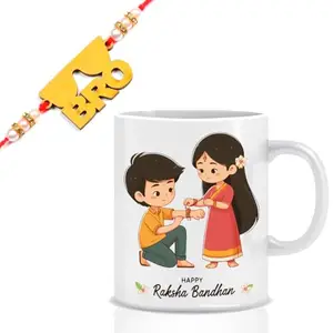 Ethnic Darzi MDF Wooden Rakhi with Coffee Mug for Brother Bhaiya Bhai | Happy Rakshabandhan | Rakhi Gift Set-140