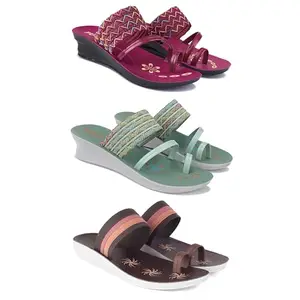 Women's Comfortable Sandal,Casual Lightweight Sandal for Everyday Wear for women's(GR-(COMBO-3)-1949-1948-1990-5)