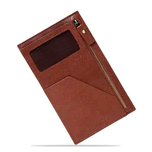 LOUIS STITCH Mens Tan Italian Saffiano Leather Passport Holder RFID Blocking Multiple Card Slots Handmade Premium Slim Wallets Unisex (PHCZTN_GE)