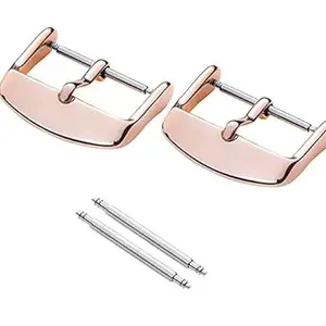 Ewatchaccessories 2 Pack Of 22mm Watch Band Strap Stainless Steel Rose Polished Buckle Replacement Finish Clasp Vacuum PVD Finish