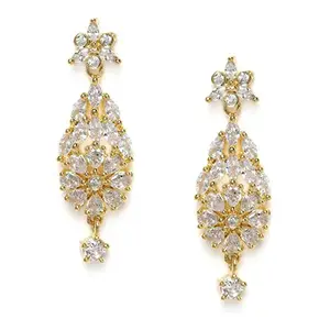AccessHer Gold-Plated AD Studded Handcrafted Drop Earrings For Women & Girls | Dazzling Rhinestones Embedded Dangler Drop Earrings with Push Back Closure Pack of 1