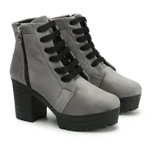RIYELIFE STEPS Synthetic Comfortable Casual & Sylish Boots For Women (Rj-0045 | Grey | 39)