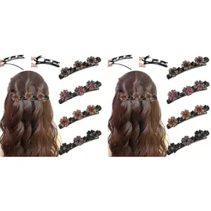PALAY® 8PCS Sparkling Braided Hair Clips Girls Crystal Stone Braid Accessories Fashion Hairpins Styling Sectioning For Thick Multi
