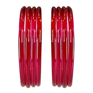 BANGLESKART Plain Crystal Glass Bangles Set of 8 for Women & Girls | 3mm Thick Glossy Glass Bangles | Traditional & Everyday Wear Jewelry (Multiple Colors, Sizes