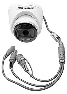 USEWELL BNC and DC with HIK Color-VU DS-2CE70DF0T-PF 2 MP Night Vision Dome Indoor CCTV, Compatible for All HIKVISION 2MP and Above DVRs 3.6 mm Lens and Light Distance 20 m (Wired, White, 1080p) price in India.