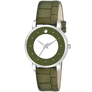 CLOUDWOOD Analog Casual Wrist Watch for Women's and Girls (Green Dial Green Colored Strap)