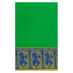 Nritya Handloom Bharatanatyam And Kuchipudi Dance Practice sarees (Green WIth Gold And Blue Colour Doll Border)
