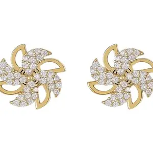 Vembley Korean Studded Windmill Rotating Gold-Plated Stud Earrings For Women And Girls