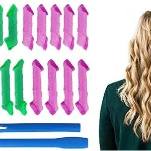 AASA Hair Curlers Spiral Curls No Heat Wave Hair Curlers Styling Kit with 2 Pieces Styling Hooks for Most Kinds of Hairstyles (Multicolor)