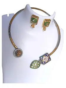 Hasli Necklace Set for Women with Meenakari Embellishments, Multi-Colour