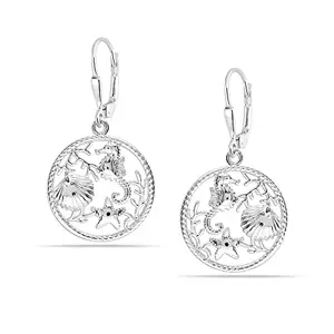 LeCalla 925 Sterling Silver BIS Hallmarked Sea Life Ocean Leverback Drop Dangle Earrings for Women and Girls