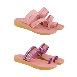 ZENWEAR Extra Soft Classic Casual wear with Flexibility Technology Sandal Combo for Women's/Girl's(6142+6145)(5) Multicolor