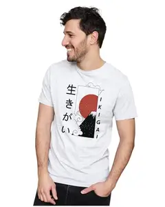 Men's & Women's Regular Fit T-Shirt Ikigai Japanese Quote Artwork 100% Cotton Unise T-Shirt White; _IKIGUNQ29-White XL Men Round_bz