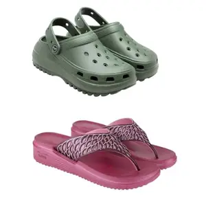 SPORTER Extra Soft Classic Casual wear with Flexibility Technology Flip Flop Combo for Women's/Girl's(6132-1868)(8)