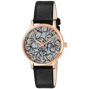 PAPIO Black Color Leather Belt Ladies and Girls Analog Watch for Women (OP-101 Black)