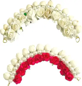 ™ Stylish Wedding Hair Bun Gajra Hair for Women in Pink & White Hair Juda Bun Hair Bun Styling Accessories (G1190456)(G1190456_1041)