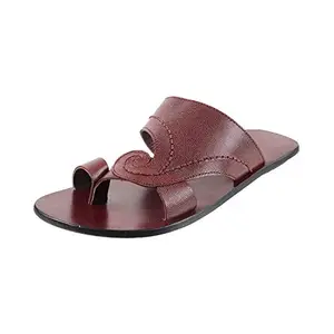 Metro Men's Red Leather Outdoor Sandals-10 Uk (44 Eu) (16-9964)