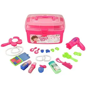 TOY DEKHO Makeup Artist Beauty Case - Kids Pretend Play Make Up & Hair Styling Set with Dryer, Comb, Mirror - Educational Toy for Boys/Girls Ages 3+ - Multicolored Plastic