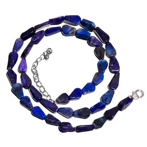 Natural Lapis Lazuli Gemstone Beads Necklace For Women & Girls | Handmade Jewelry | 925 Sterling Silver | Wedding Necklace | Gift For Her