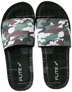 Flite PU Men's Slipper, OLIVE BLACK,7UK,PUG133GOLBK0007