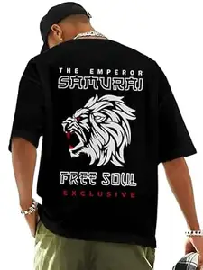 ENCIGER Men Printed Oversized T-Shirt Cotton Drop Shoulder Loose Fit Graphic Casual Wear Streetwear Tee