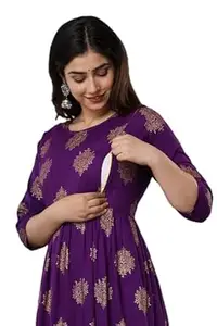 Naarika Women’s Rayon Printed Maternity & Feeding Kurti with Concealed Zippers (NAK)