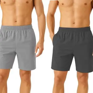 NINQ Workout Half Pant for Man | Gym Shorts for Men with Drawstring Waist & Zipper Pockets | Stylish Lightweight Shorts Pant for Men Sports (in, Alpha, S, Regular, L.Grey+D.Grey)