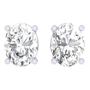 Clara 925 Solitaire Collection Sterling Silver and Cubic Zirconia Stud Earrings for Women, Silver