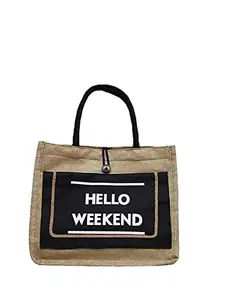Glowic Eco-Friendly Jute Bag,Printed Tiffin Jute Bag/Shopping/Grocery Hand Bag & Handle for Men and Women(WBAG-046)