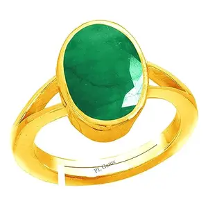 JAGDAMBA GEMS 11.25 Ratti 10.55 Carat Certified Natural Emerald Panna Panchdhatu Adjustable Rashi Ratan Gold Plating Ring for Astrological Purpose Men & Women