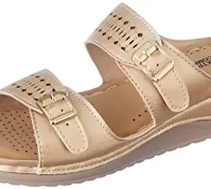 Carlton London Women's Gold Wedge Sandal-3 Kids UK (CLL-7435-A)